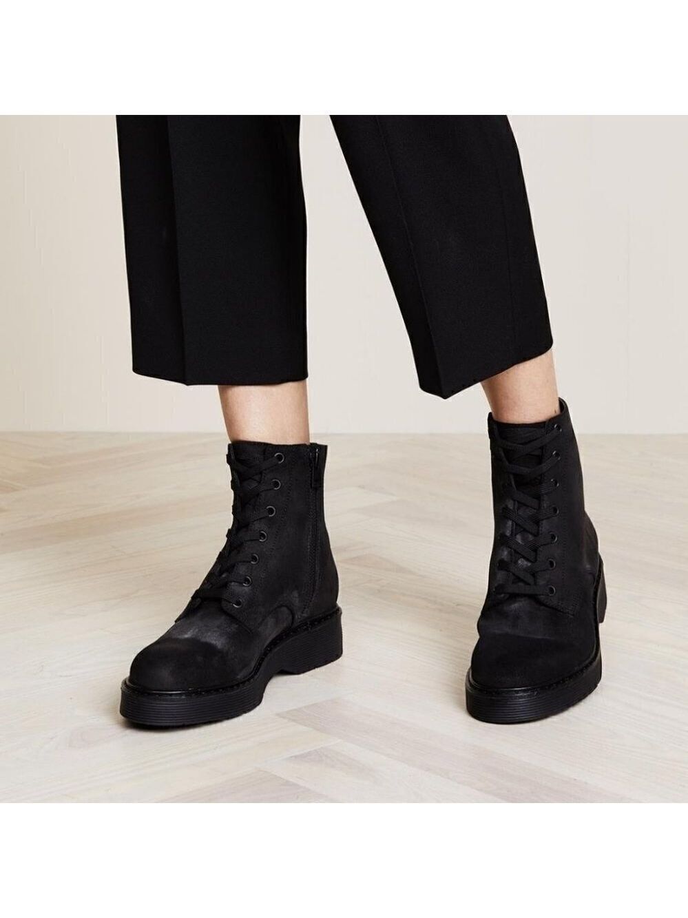 VINCE | Women's Monastir Leather Lace Up Combat Boots